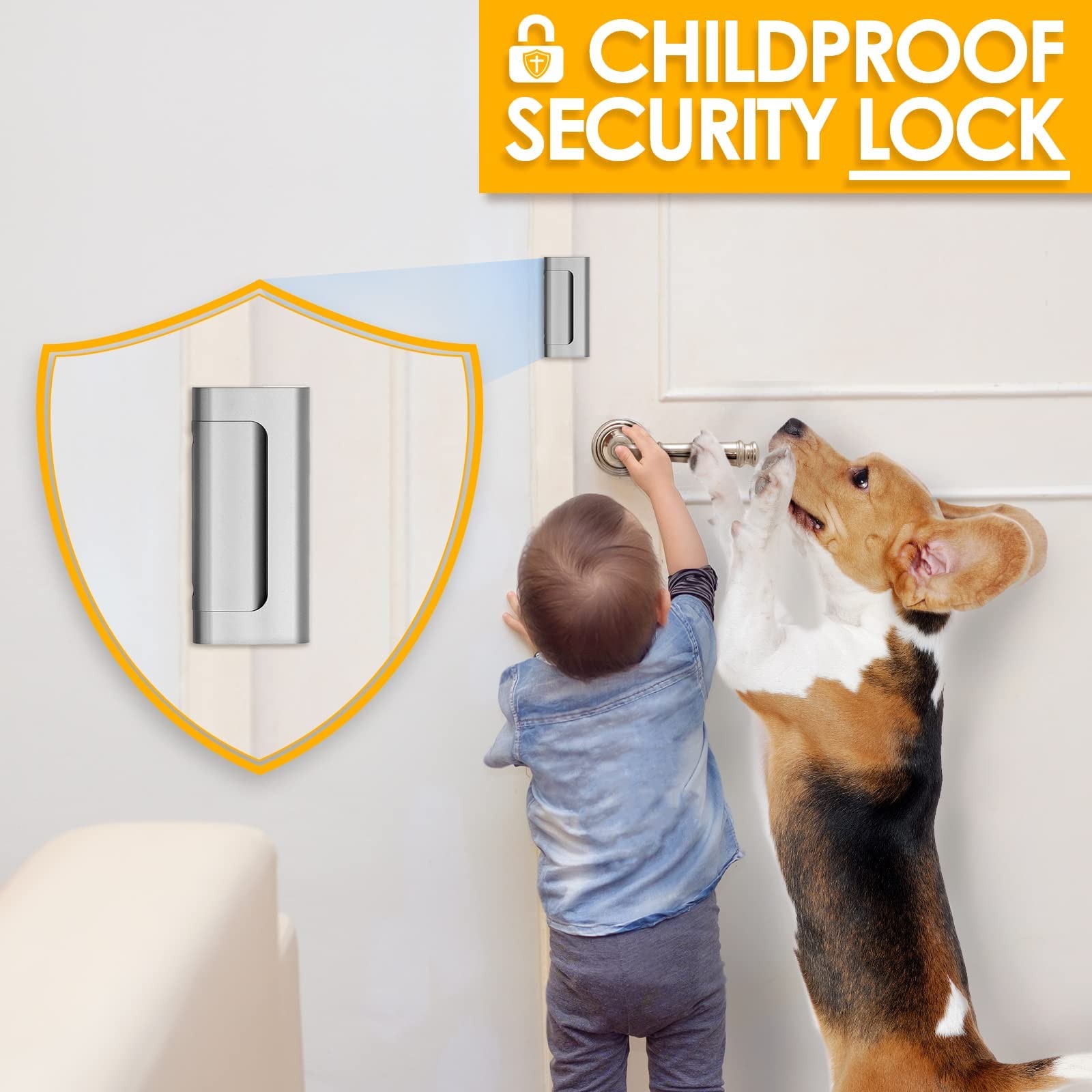 Home Security Door Lock, 2 Pack Childproof Reinforcement 3 Inch, Silver