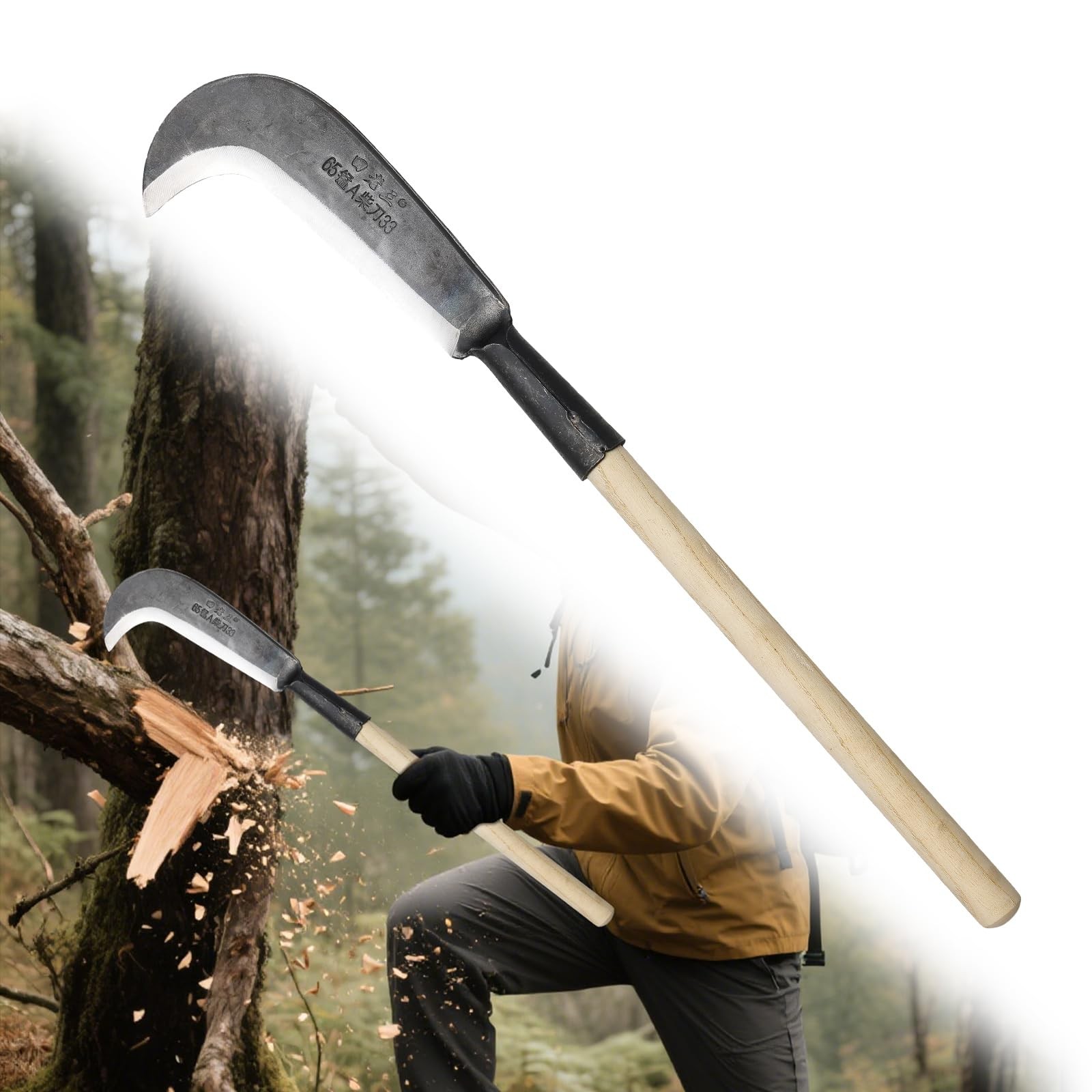 Sickle Garden Tool，22" Steel Machete Heavy Duty for Cutting Trees,Machete for...