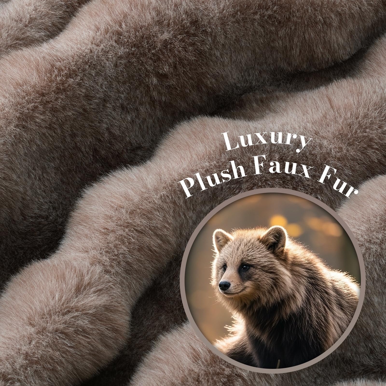 Faux Fur Throw Blanket for Couch, Ultra Soft Fuzzy Plush Bubble Throw for Sof...