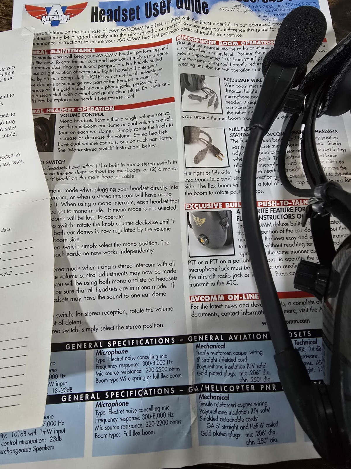 RARE AVCOMM Silver State Helicopters Aviation Headset Dual Plug.