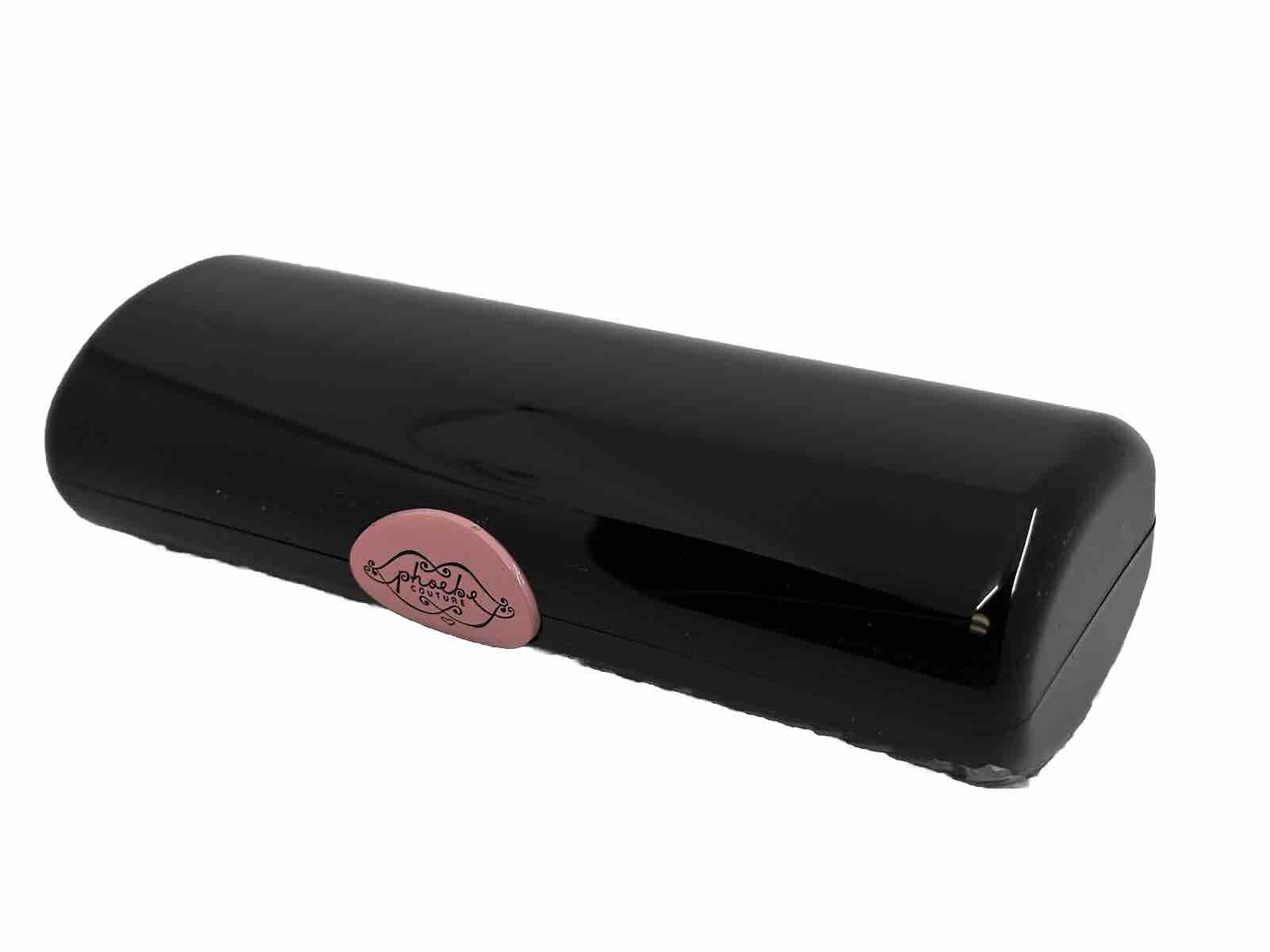 NEW Phoebe Couture Black With Pink Velvet Hard Magnetic Closure Eyeglasses Case