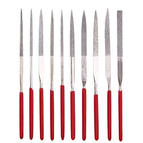 10pc Mini Diamond Metal Files Set - Micro Round Needle, Triangular Square