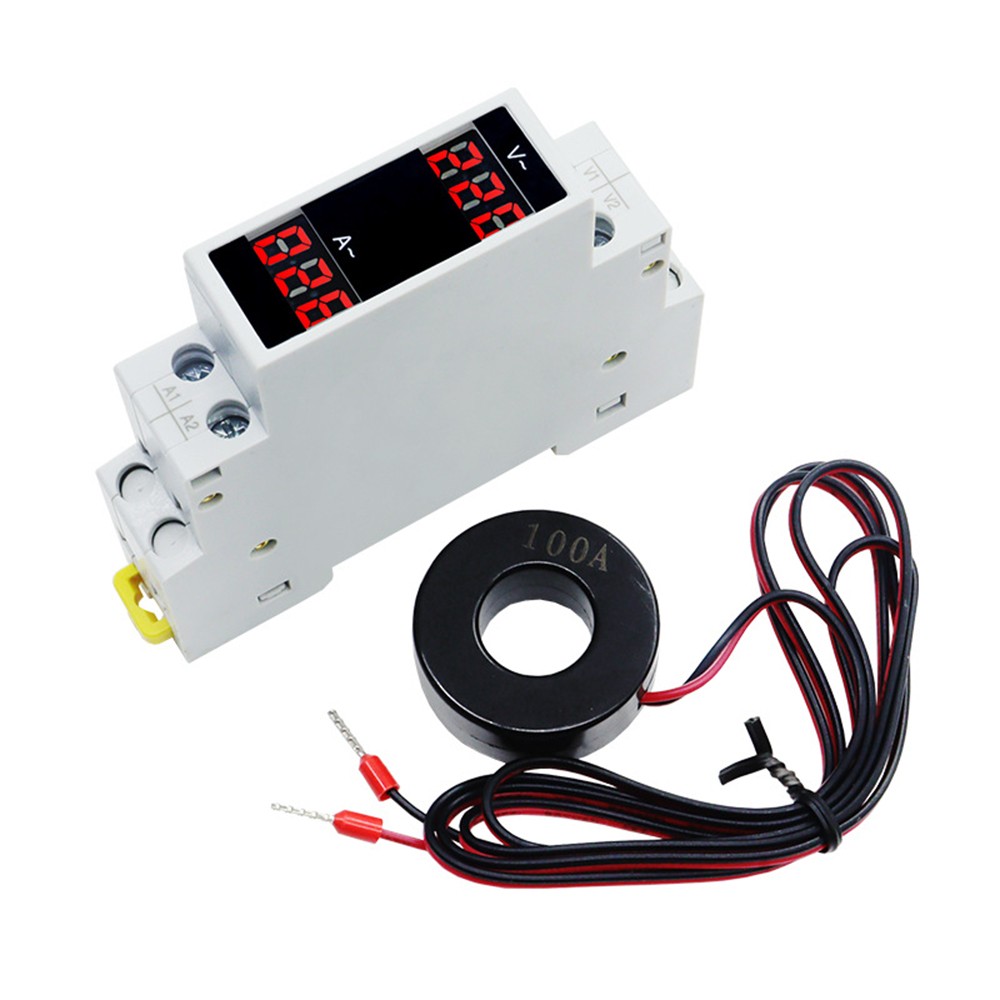 AC 80-500V 100A DIN Rail Ammeter Voltmeter Digital Display Voltage Current Meter