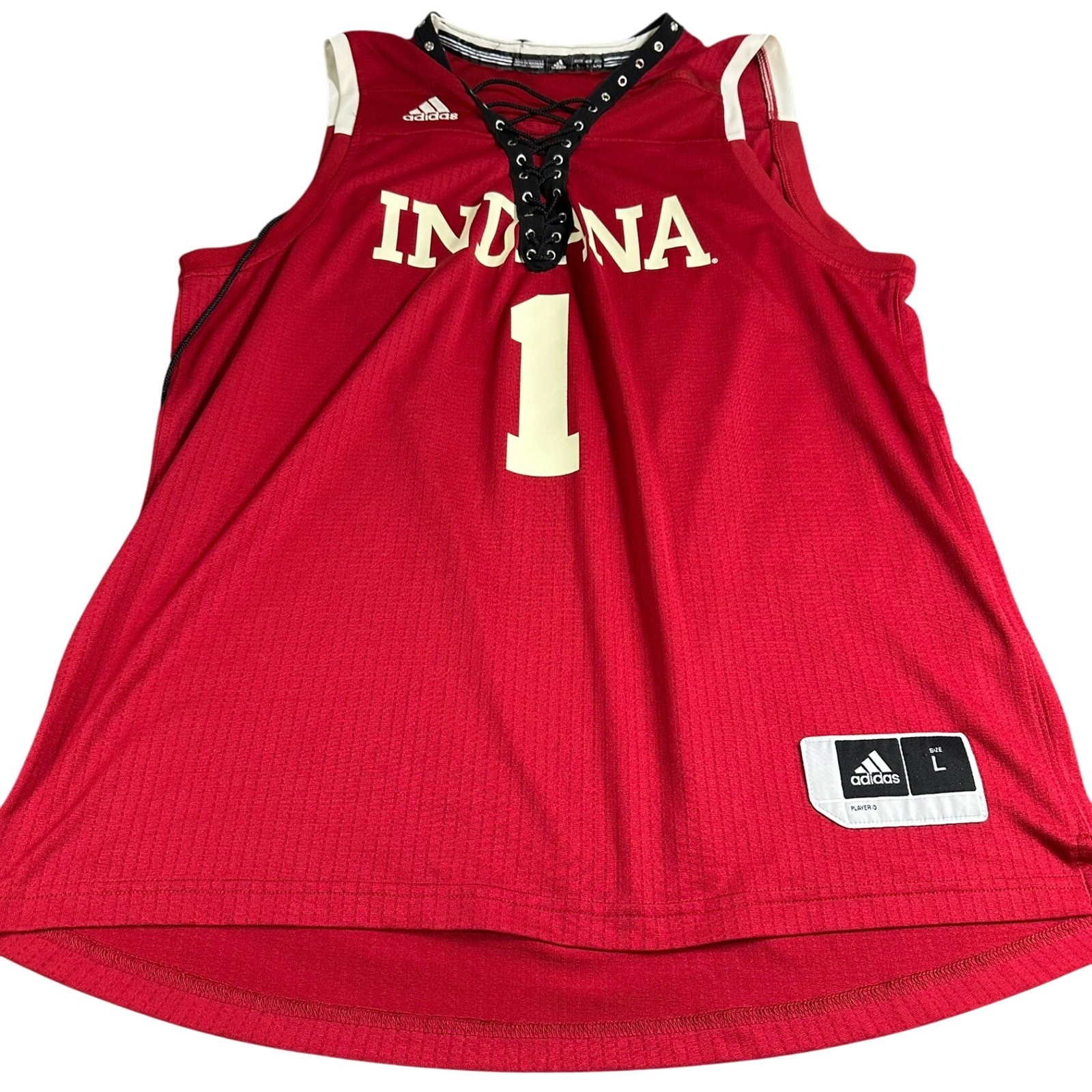 Adidas Indiana Hoosiers #1 Lace Front Basketball Jersey Size L Red Custom Rare