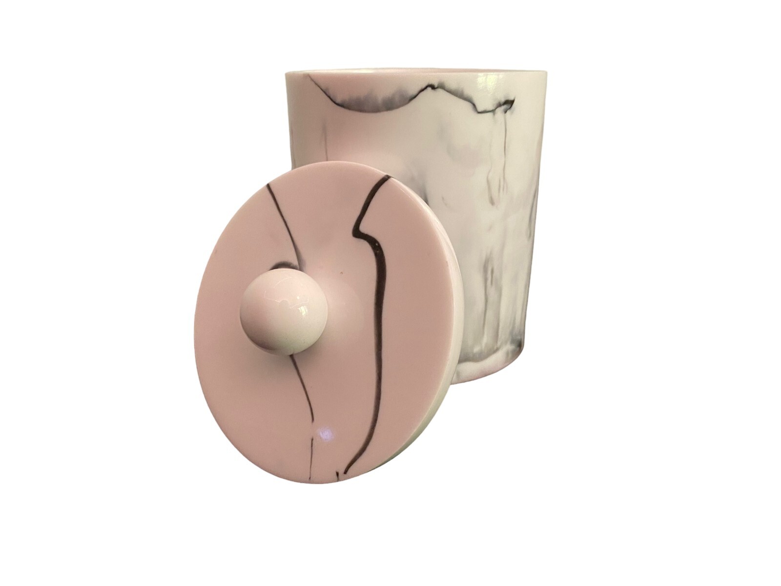 Tonxus Bathroom Qtip Holder Dispenser with Lid Marble White
