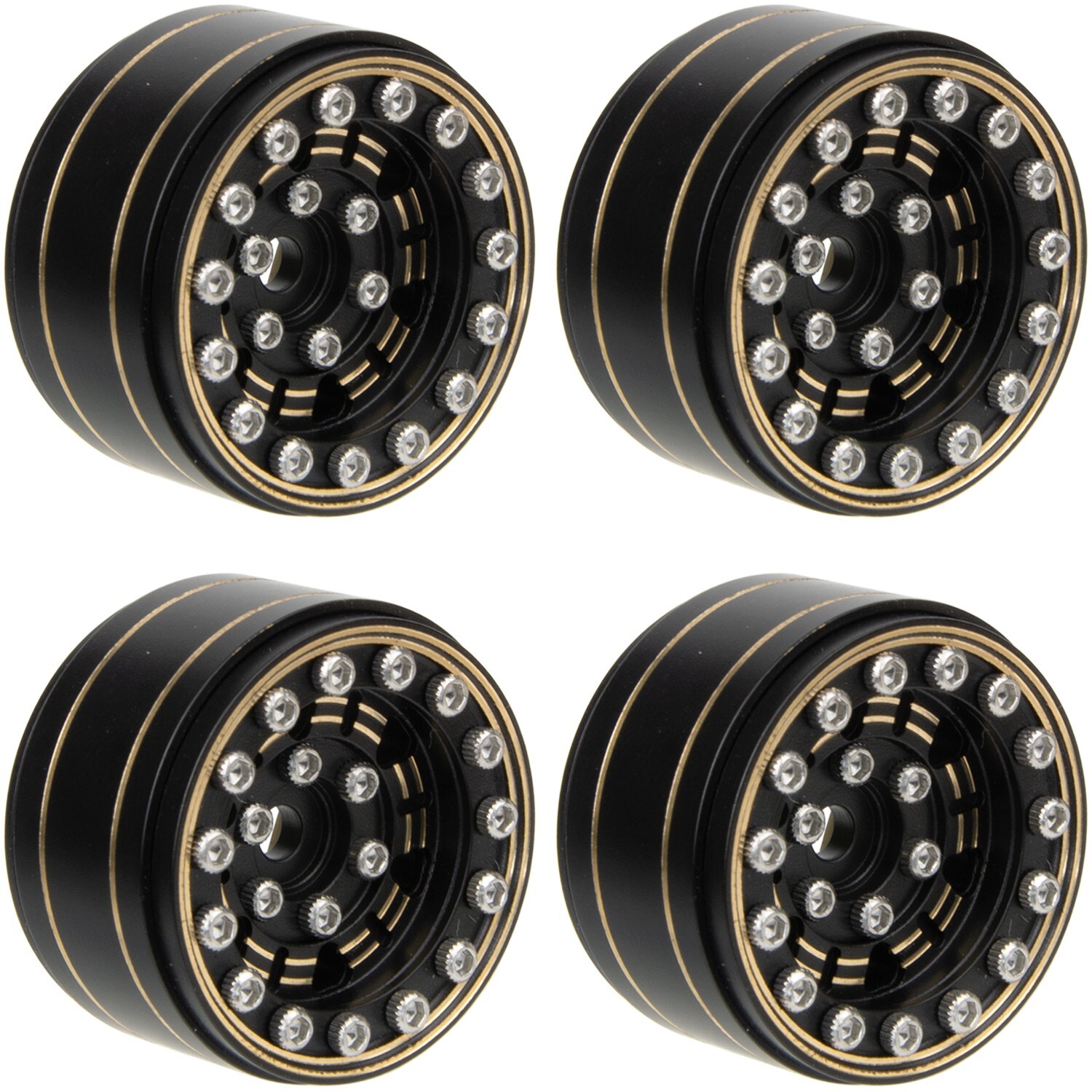 Brass 1.0" Beadlock Wheel Rim Tires Set For 1/18 TRX4M 1/24 Axial SCX24 RC Car
