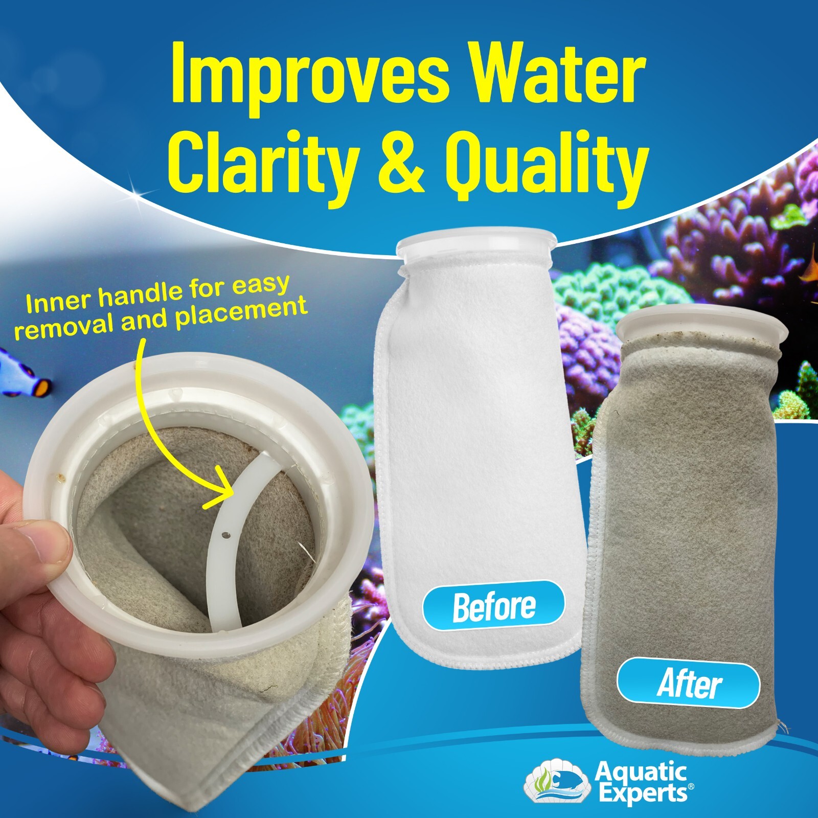 Aquatic Experts Felt Filter Socks 4 inch Ring 200 Micron - Short