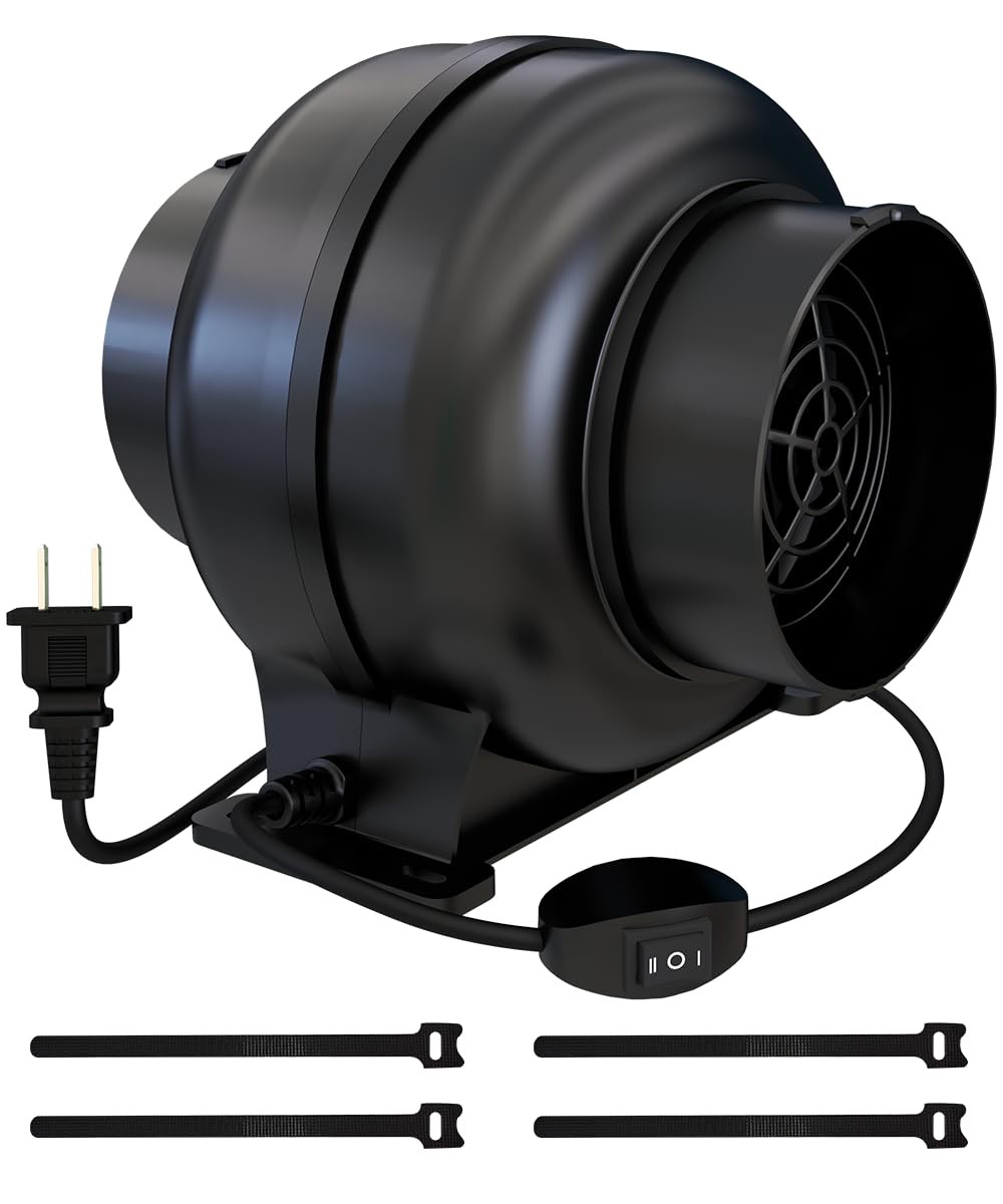3.5 Inch 168 CFM Inline Duct Ventilation Fan with 2 Speed Controller, Air Ven...