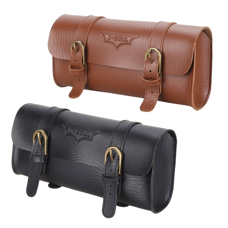 PU Leather Handmade Motorcycle Fork Bag Roll, Durable Storage Pouch with Straps