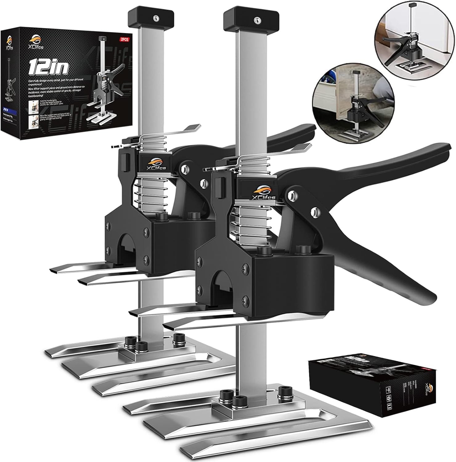 Upgraded 2 Pack Lifting Jacks - Effortless Height Adjustment for Professionals
