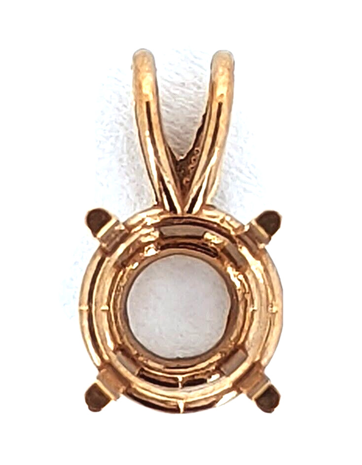 5mm 14K Rose Gold Round Pre-Notched Pendant Setting Solitaire Mounting 4 Prong
