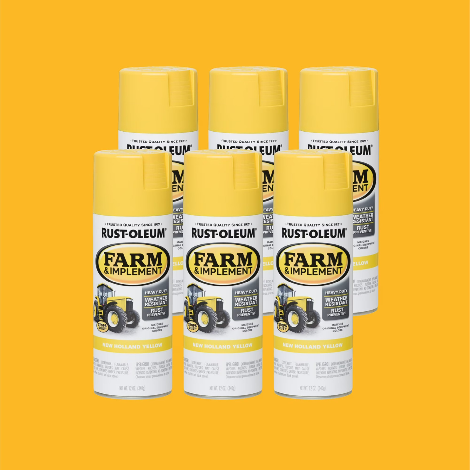 6 Pack New Holland Yellow Spray Paint 12 oz