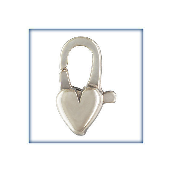 10PCS Sterling Silver Clasp, 12mm Silver Heart Lobster, .925 Heart Lobsters