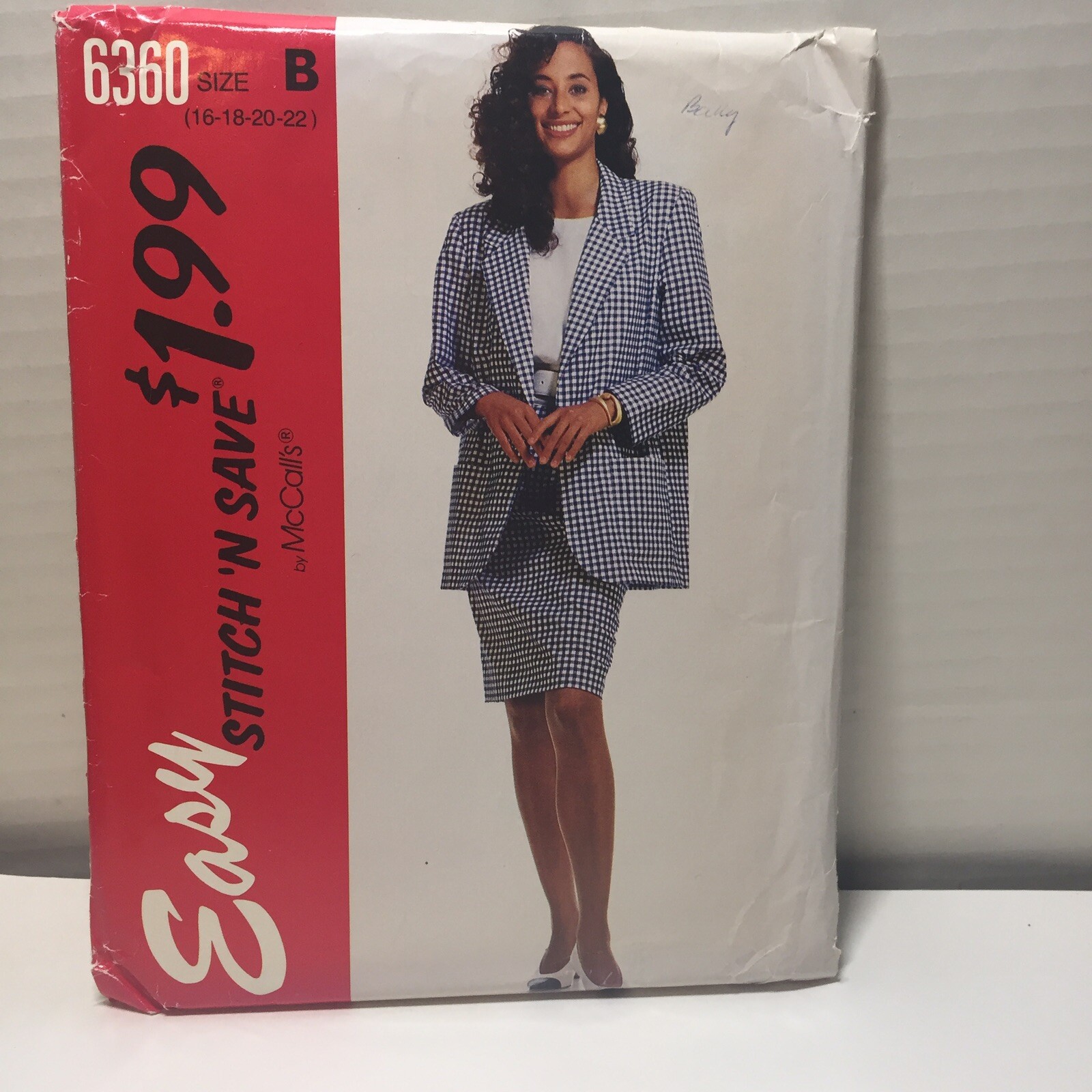 Easy Stitch 'n Save 6360 Size 16-22 Misses' Unlined Jacket Top Skirt