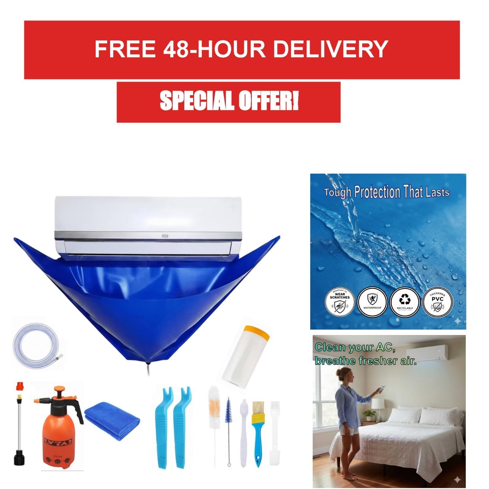 Wekranks Mini Split Cleaning Kit with 2L Sprayer, 13Pcs HVAC Tools