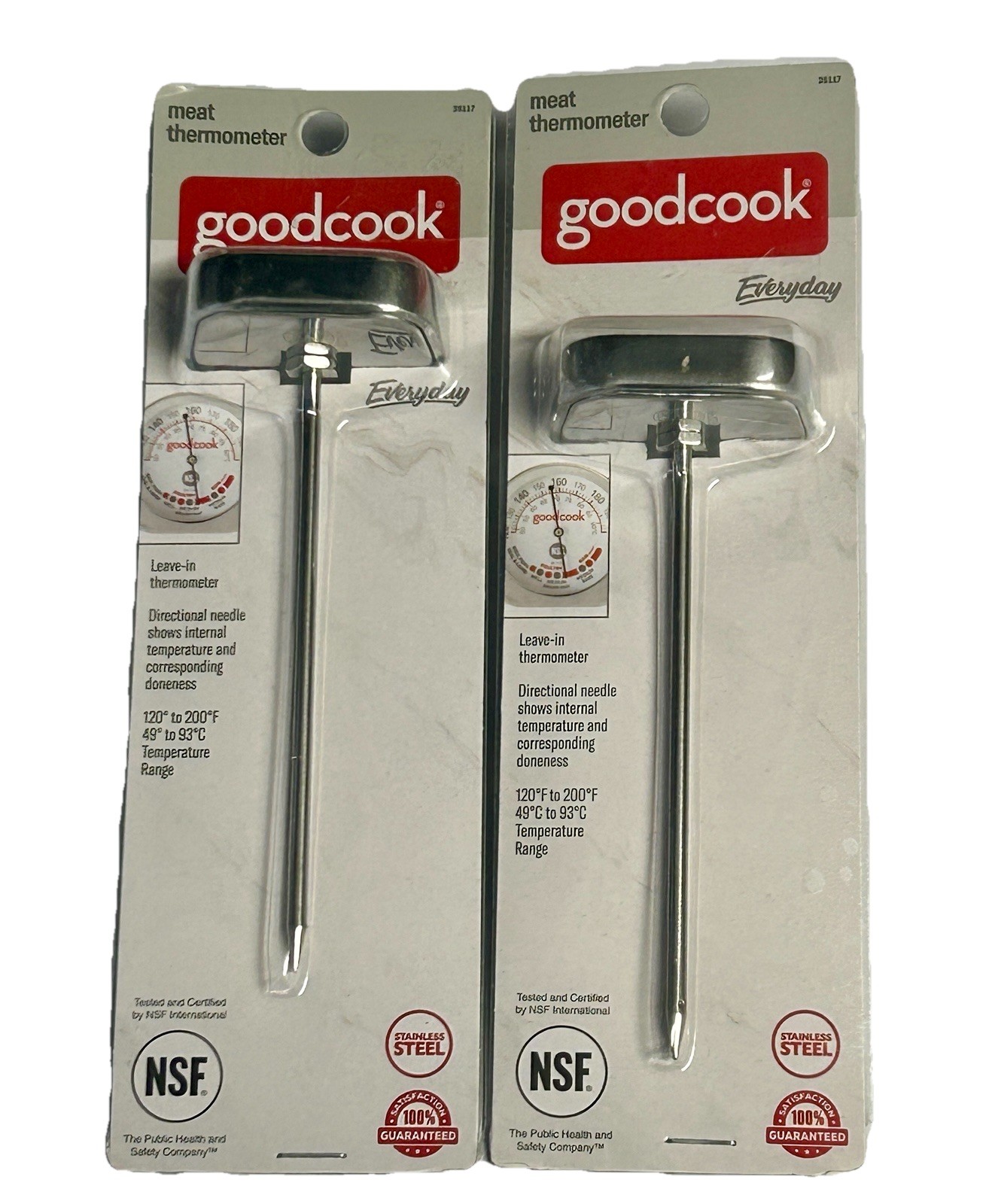 2 Goodcook Everyday Leave-in Meat Thermometers SYTEK NSF Steel Probes 120-200°F