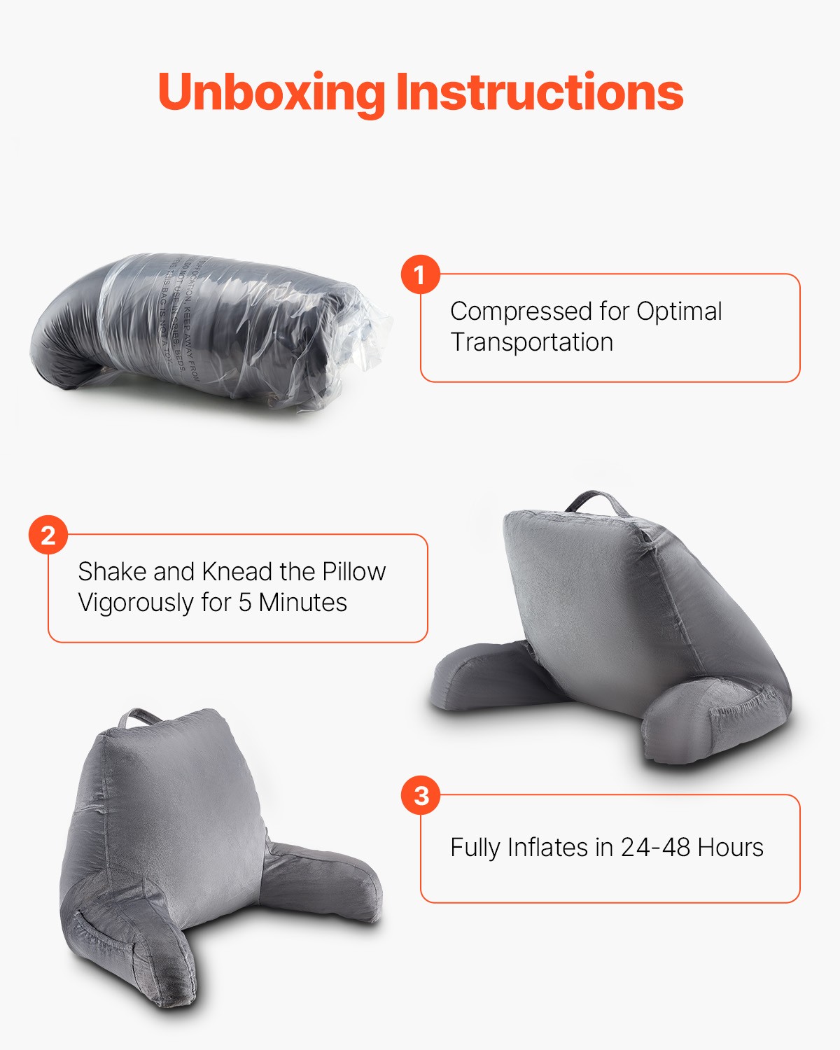 Reading Pillow Standard Size Bed Pillow with Shredded Memory Foam Washable