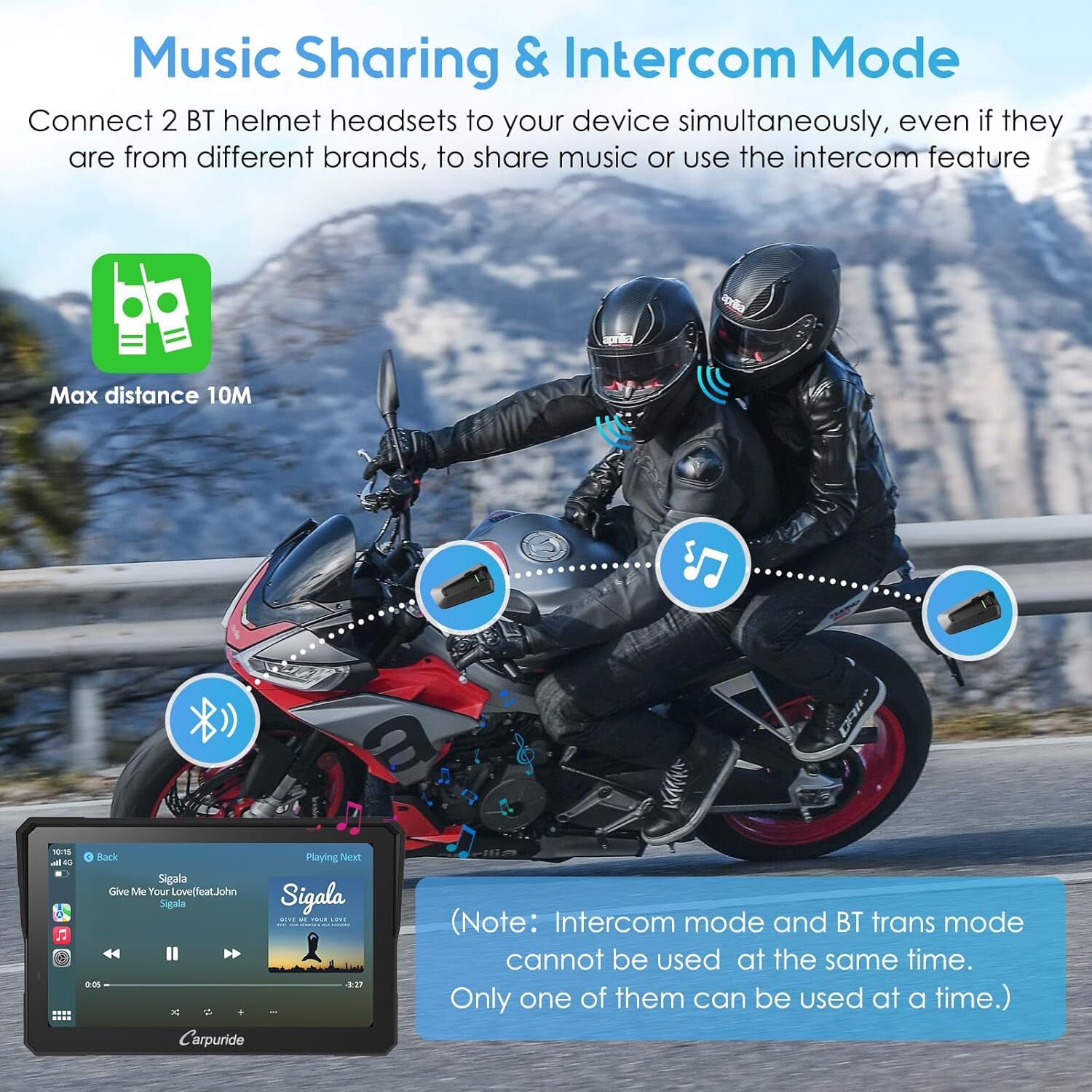 CARPURIDE W702Pro Carplay Wireless Android Auto Dual Bluetooth Intercom Compass