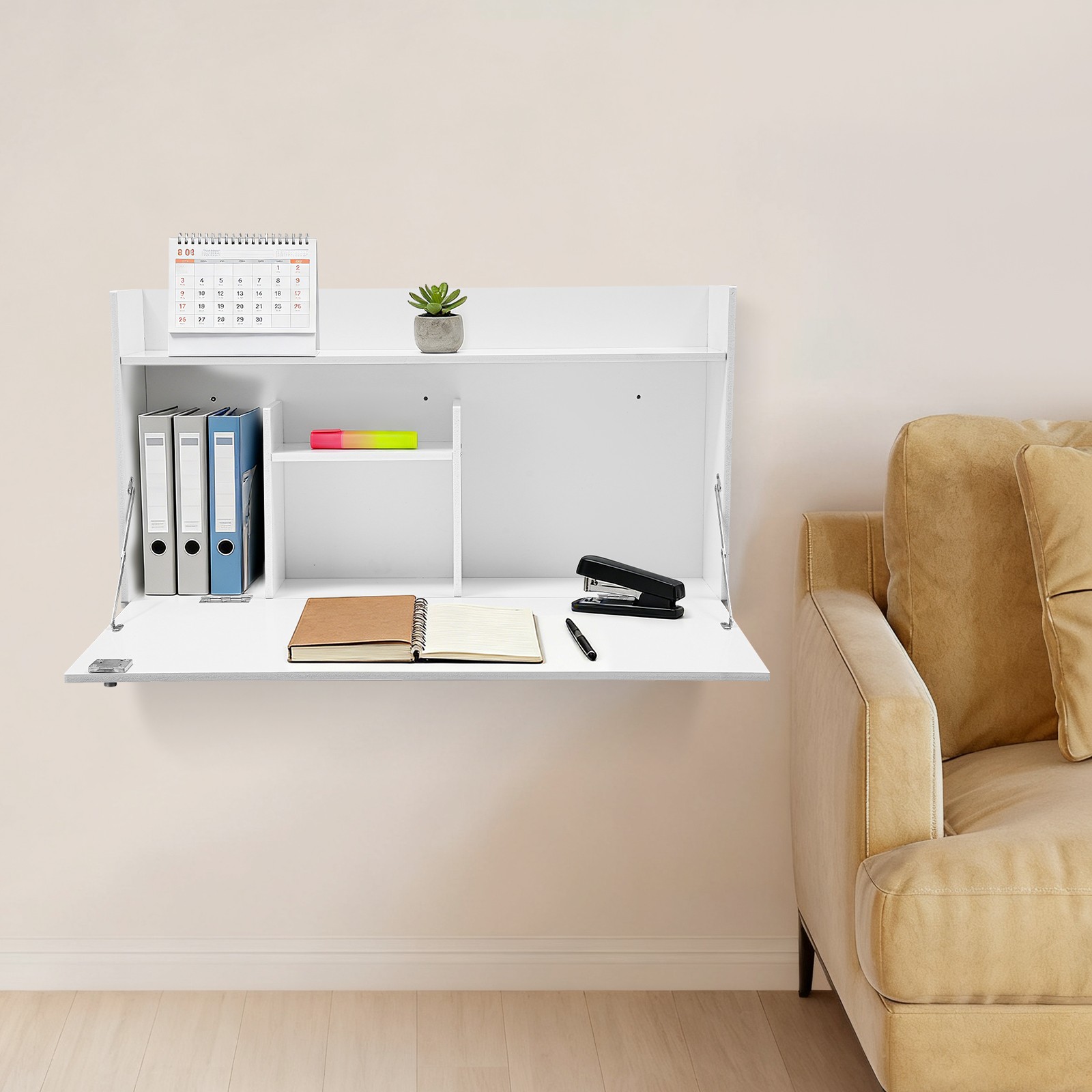 Wall Mounted Desk Cabinet Multifunctional Floating Desk Foldable Table Cabinet