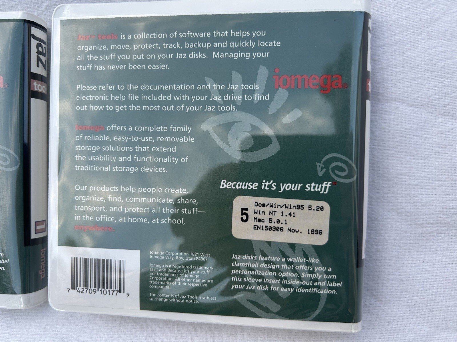 Iomega Jaz Disks 2 Count Tools 1GB Used ~