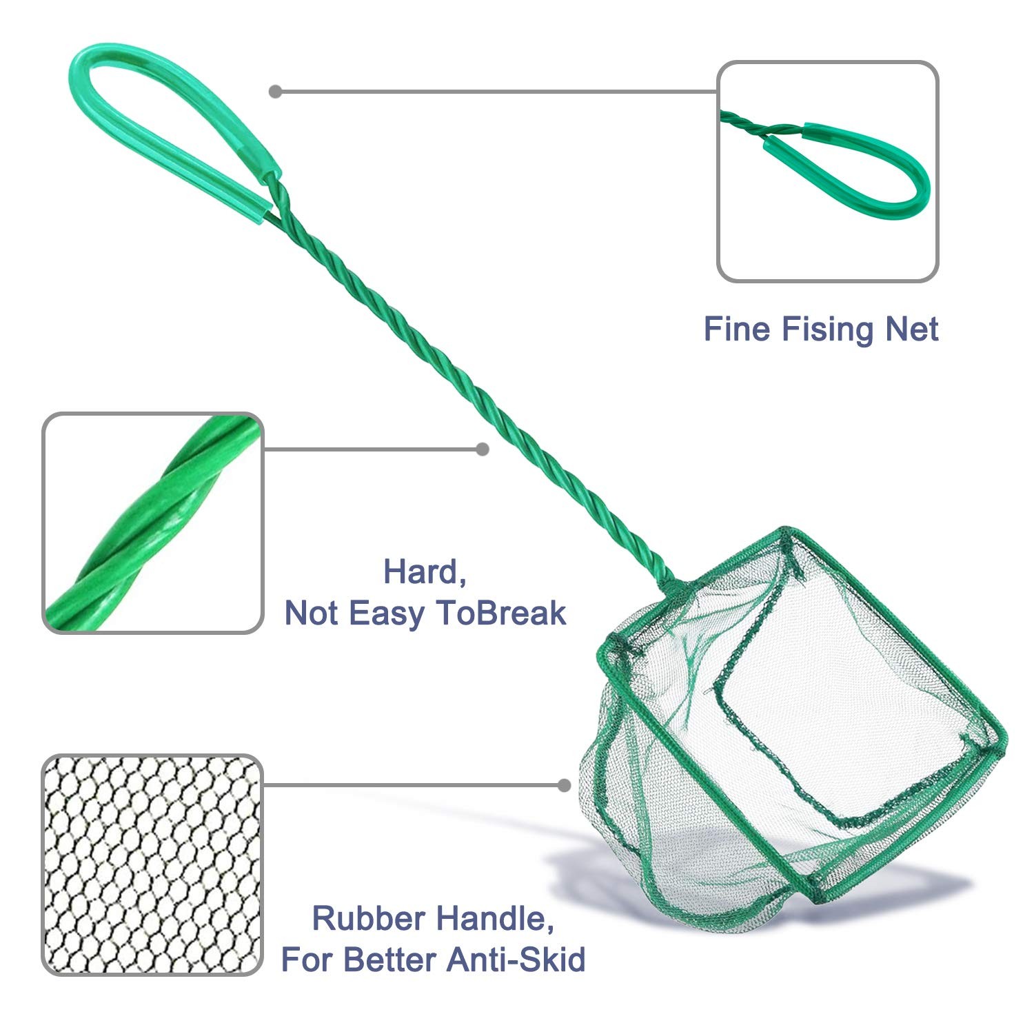 2 Pack Aquarium Fish Nets, 4 Inch Small Mesh Fish Catch Nets with Plastic Handle