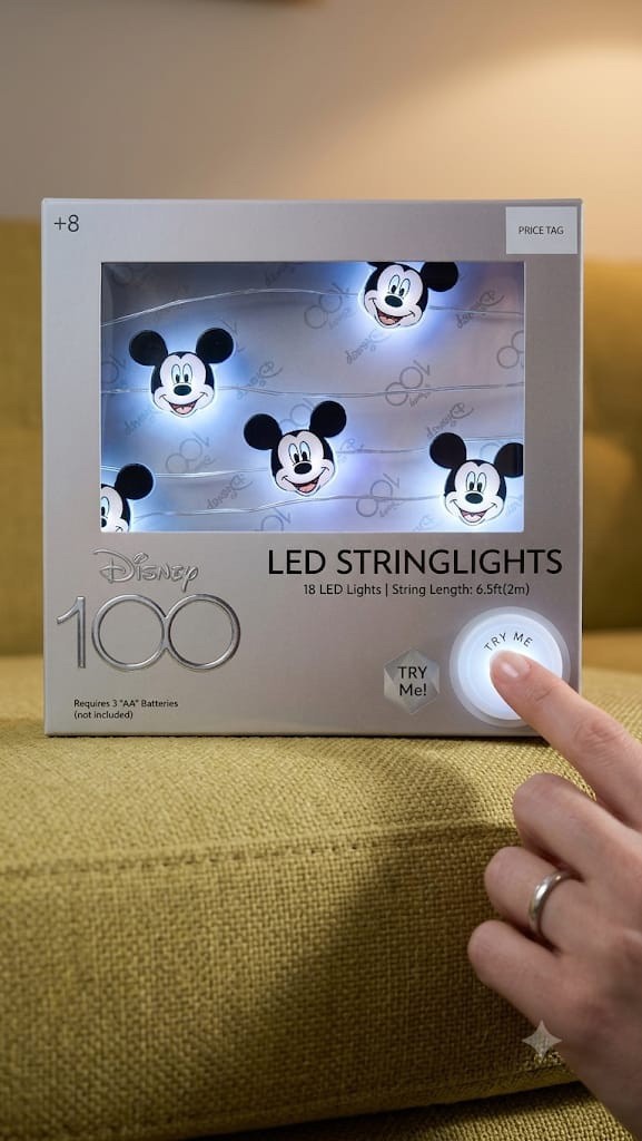 Disney 18 LED String , 6.5 Feet Lights Mickey Mouse Battery Operated