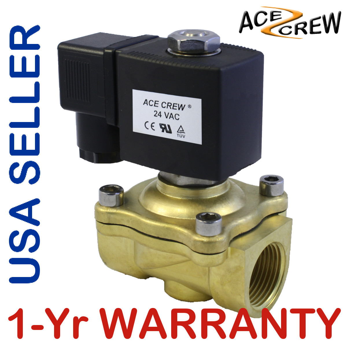 3/4 inch 24V AC Brass Electric Solenoid Valve NPT Gas Water Air Normally Closed