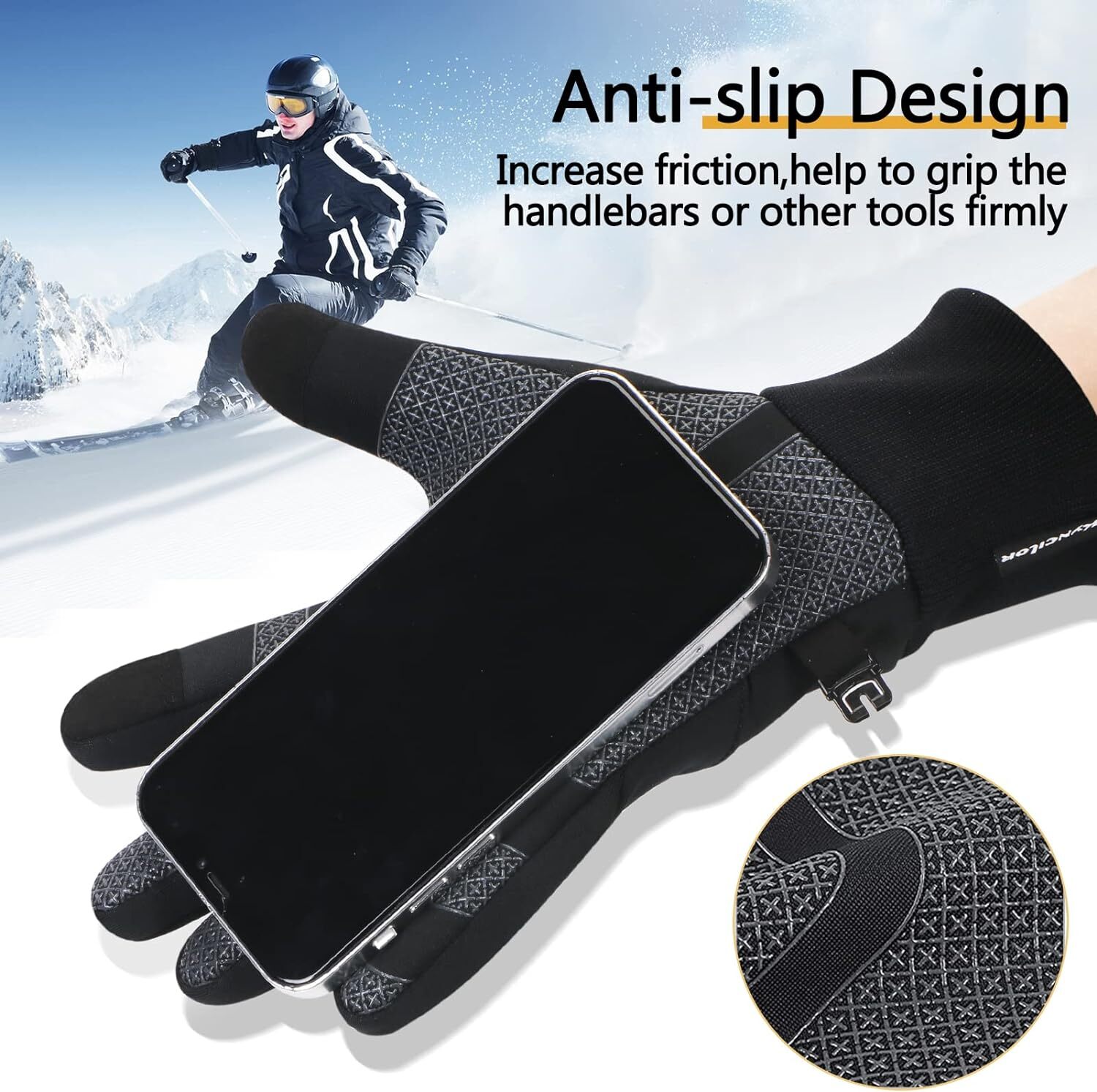 Winter Thermal Gloves Waterproof Windproof Touch Screen Gloves for Cold Weather