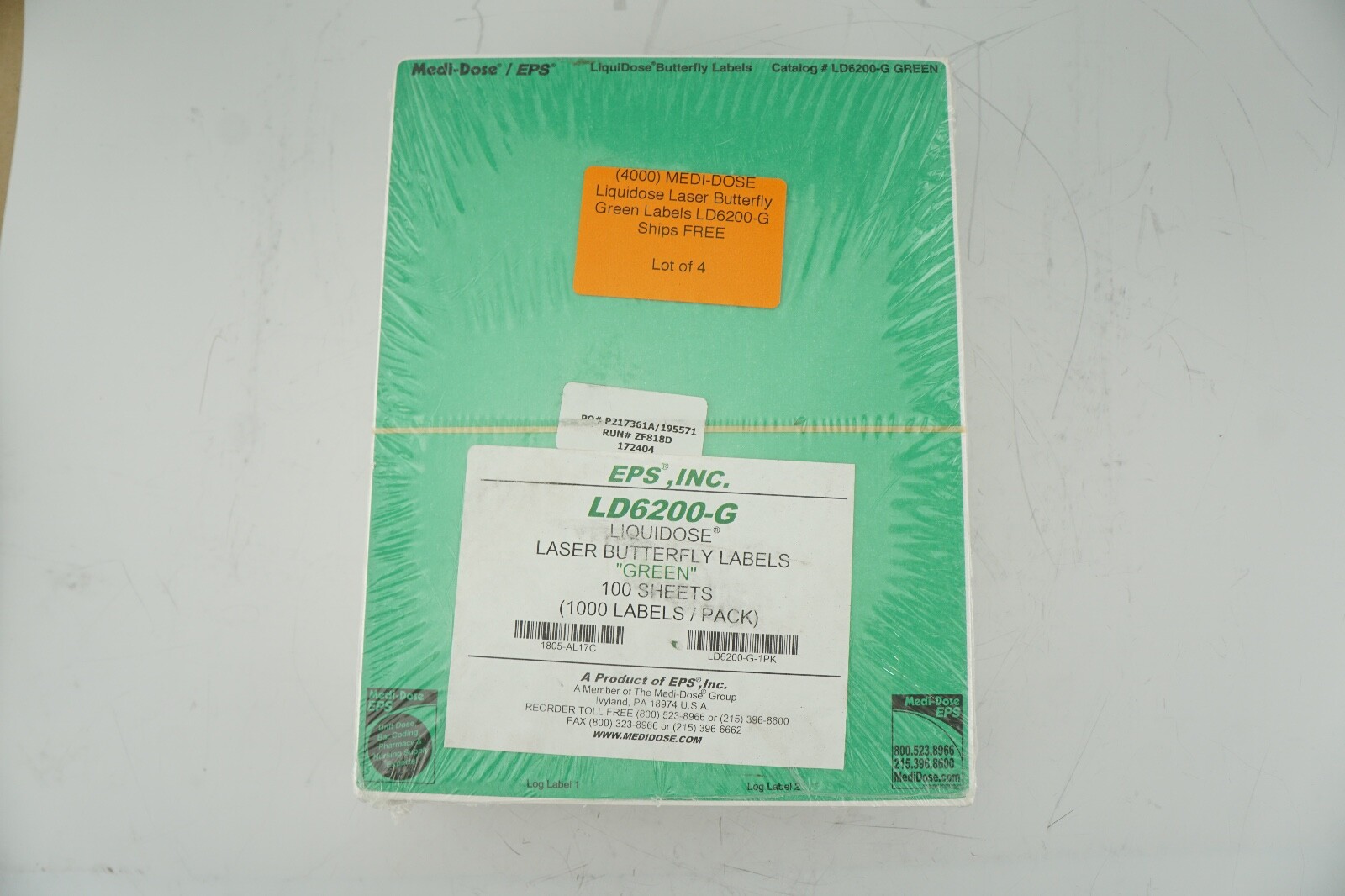 (4000) MEDI-DOSE Liquidose Laser Butterfly Green Labels LD6200-G Ships FREE