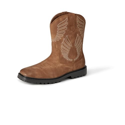AMAZON ESSENTIALS MENS SQUARE TOE WESTERN COWBOY BOOTS TAN SIZE 12