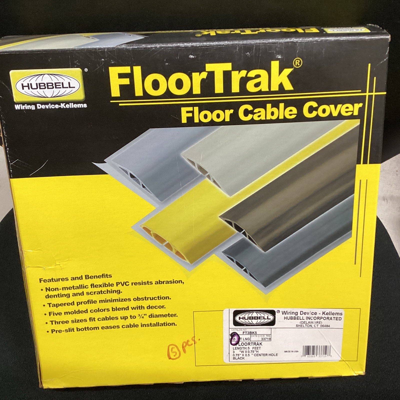 FloorTrak 5’ Floor Cable Cover Black FT3BK5