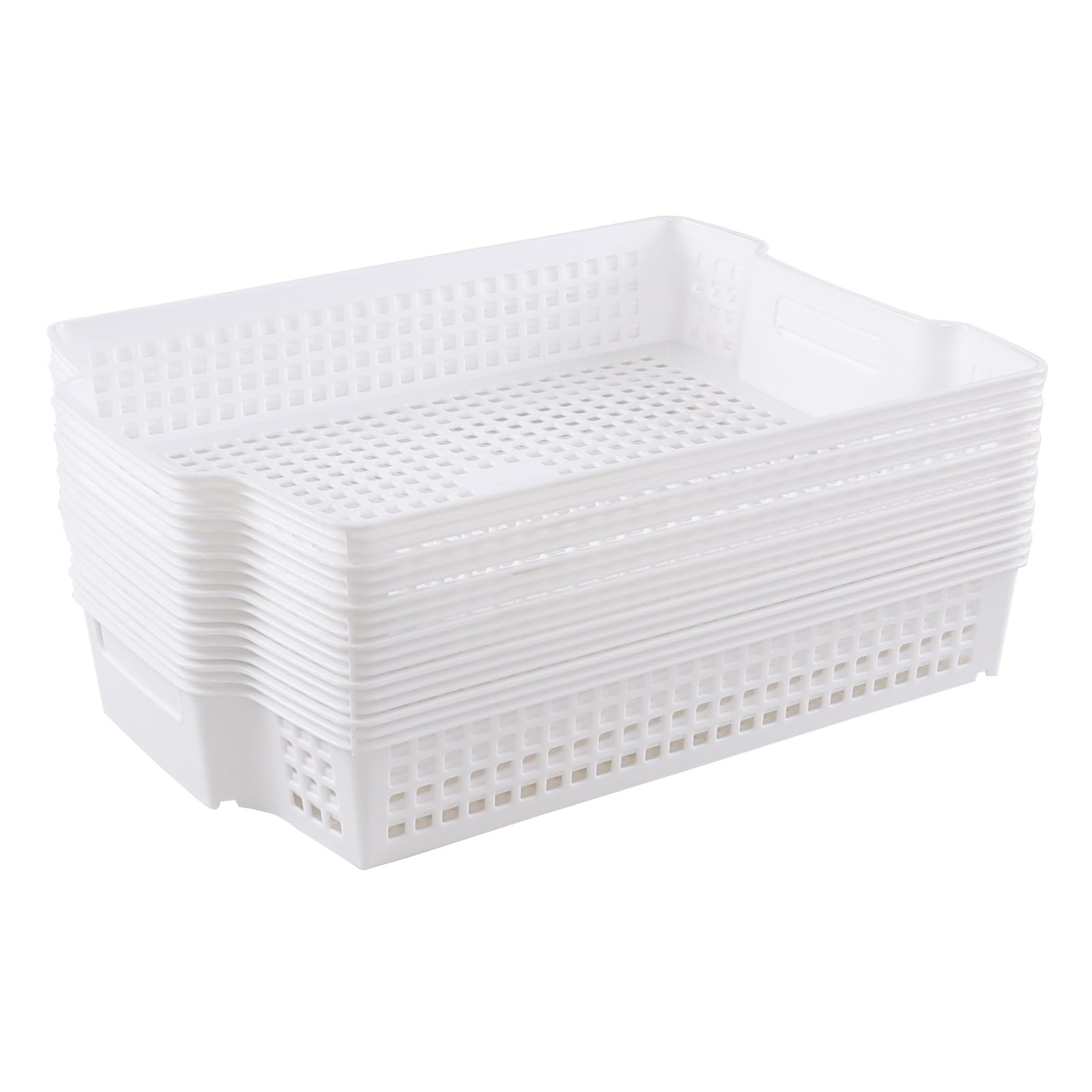 Xowine 6-Pack Stacking Plastic Paper Basket Trays Stackable Paper Baskets For