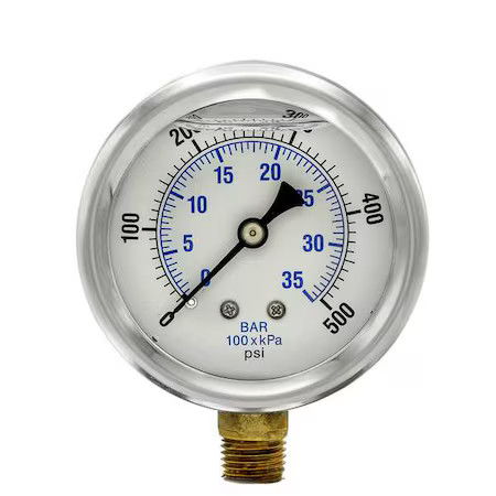 Pic Gauges Pro-201L-254J Industrial Pressure Gauge, 0 To 500 Psi, 2 1/2 In