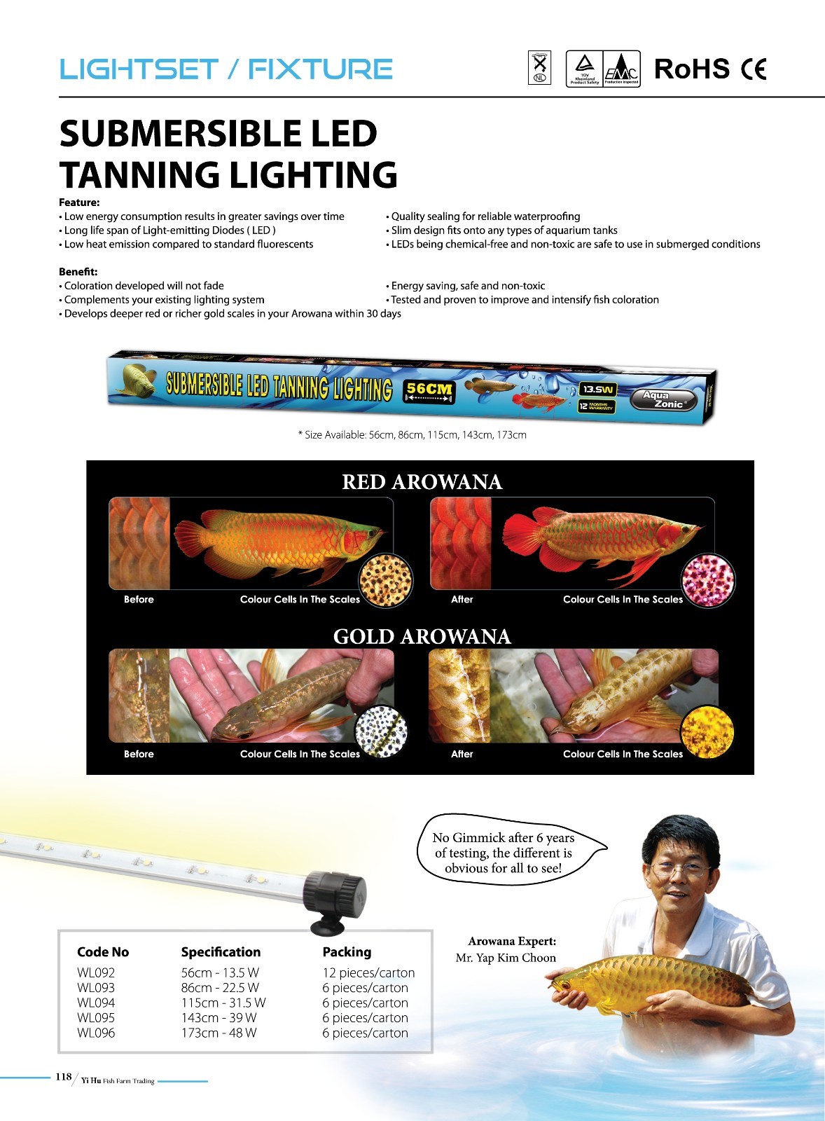 AQUA ZONIC AROWANA LED TANNING LIGHT (143 CM) 39 W (SUBMERSIBLE)
