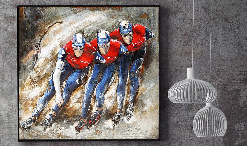 Roller Skaters Skating Rollerblading Olympic Team 3D Wall Art Metal Painting