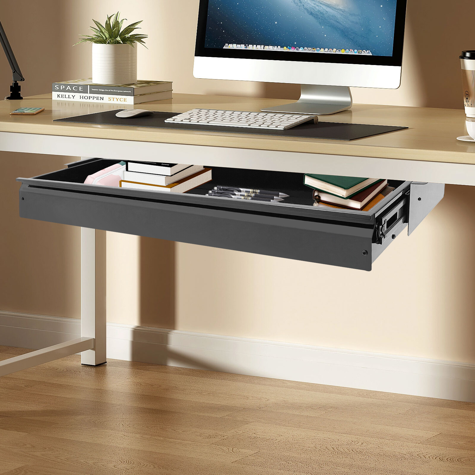 33” Black Space Saver Sliding Under Desk Storage Drawer Pull-out Drawer