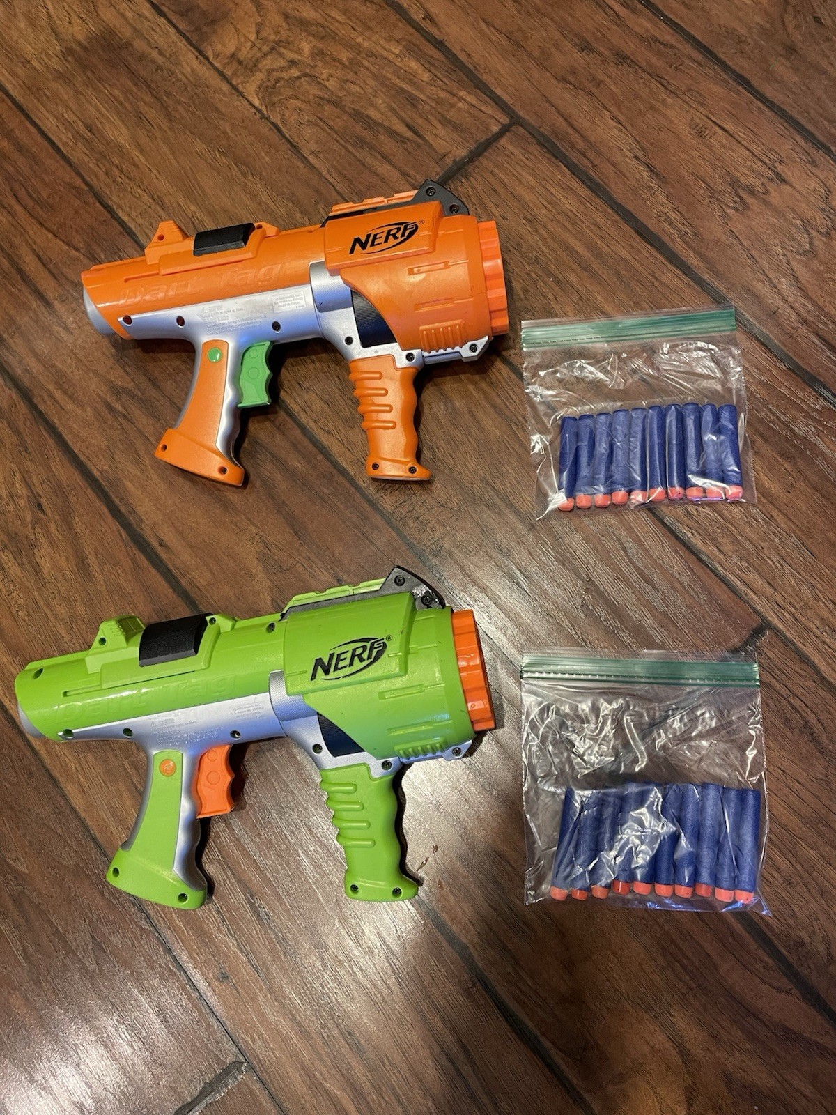 Nerf  guns Crossfire Strikefire Green/Orange Revolver Dart Tag 2 Guns & 2 Ammo