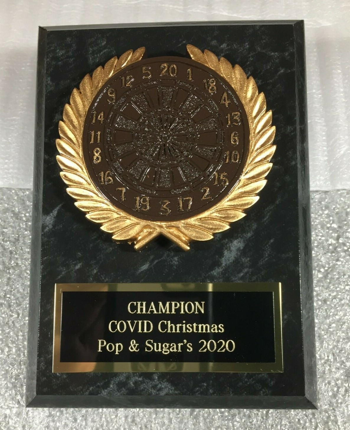 DART LEAGUE AWARD TROPHY PLAQUE FREE CUSTOM ENGRAVING "SUPPORT THE VET"