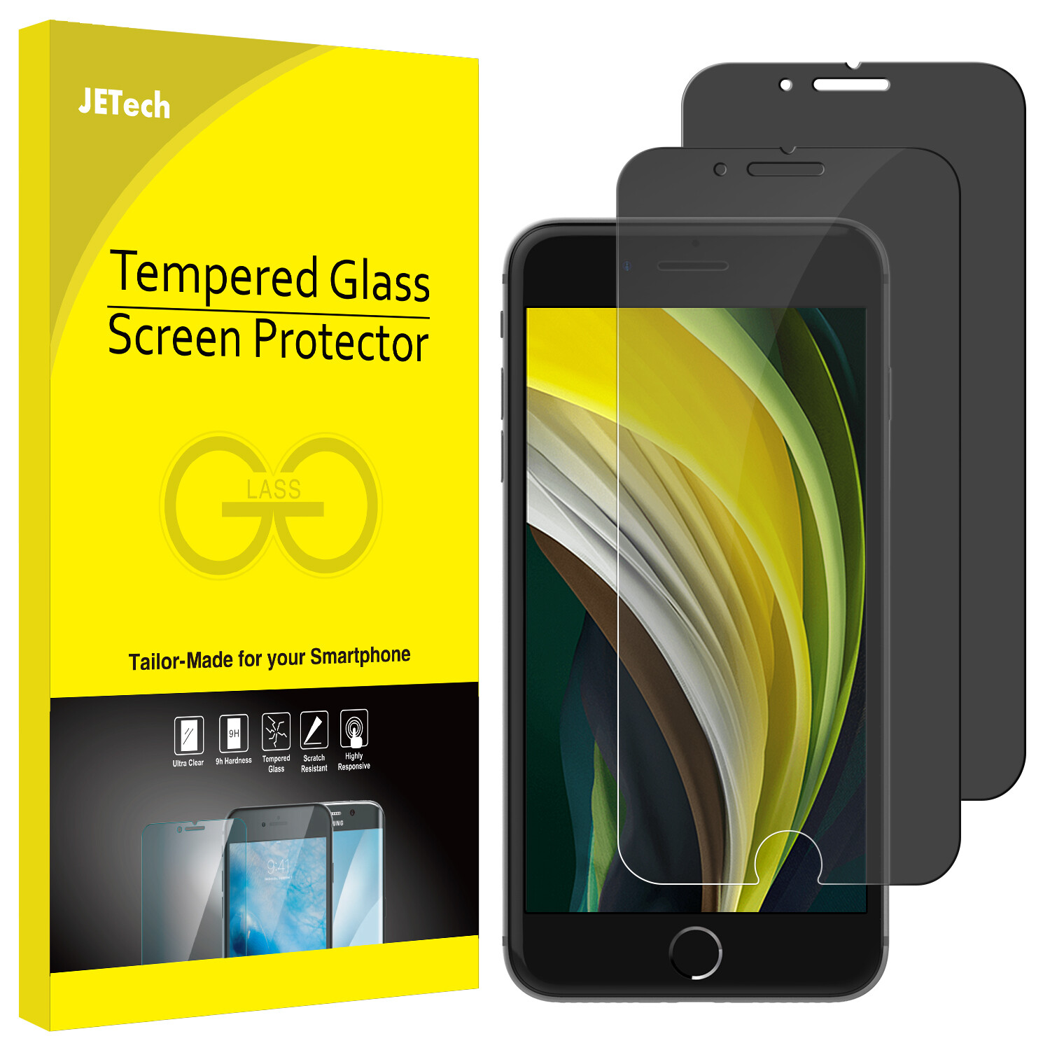 Privacy Screen Protector for iPhone SE 3/2 2022/2020, iPhone 8/iPhone 7, 2-Pack