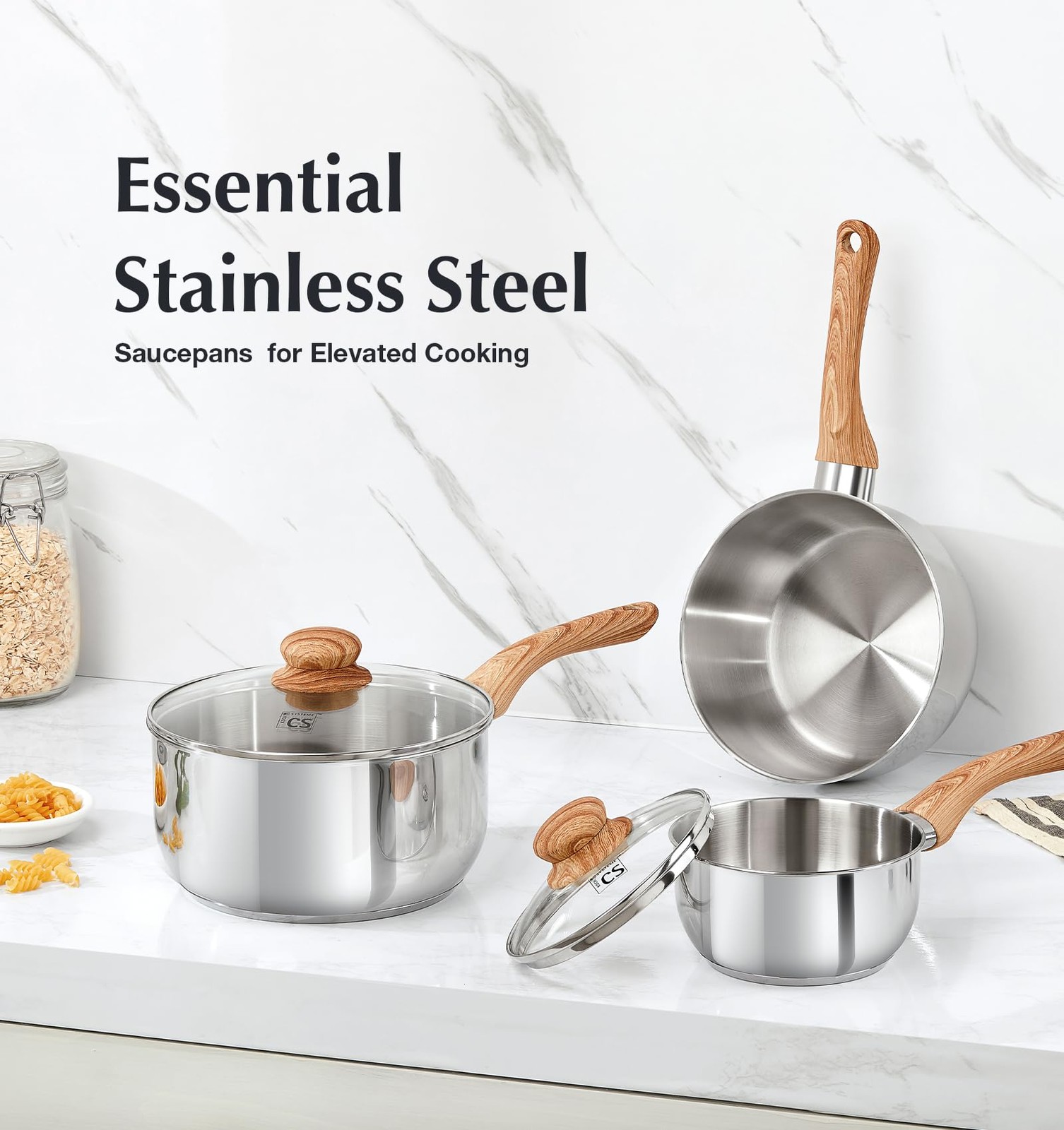 KOCH SYSTEME CS Stainless Steel Saucepan, 2 Quart Saucepan 2 Quart, Silver
