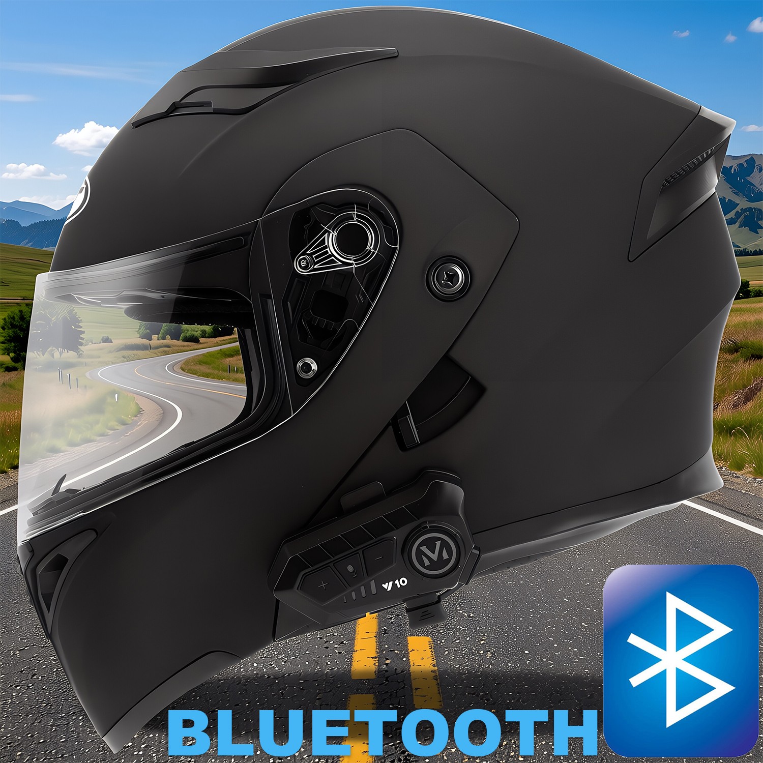 DOTHelmet Dual Visor Flip Up Bluetooth Modular Motorcycle Bike Helmet M L XL 2XL