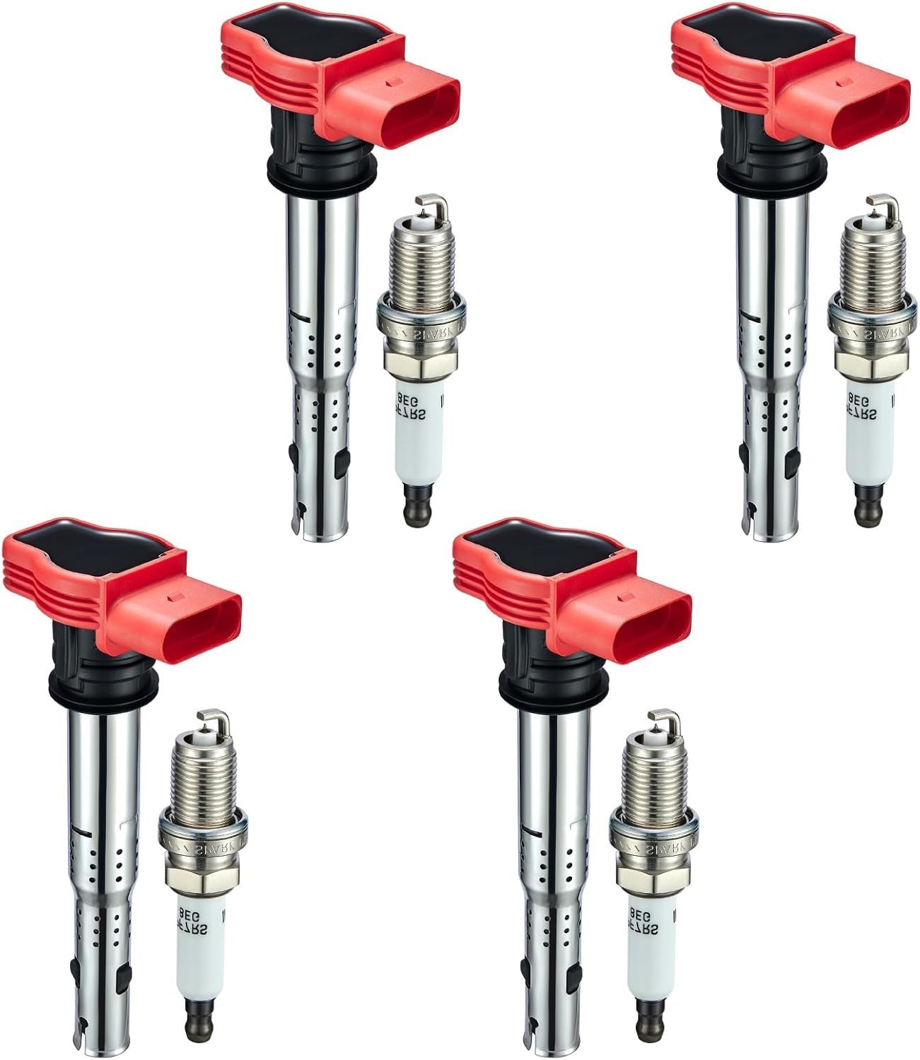 4x UF529 Ignition Coil & Spark Plugs Pack Fit Audi TT A4 A5 VW Tiguan Jetta 2.0L