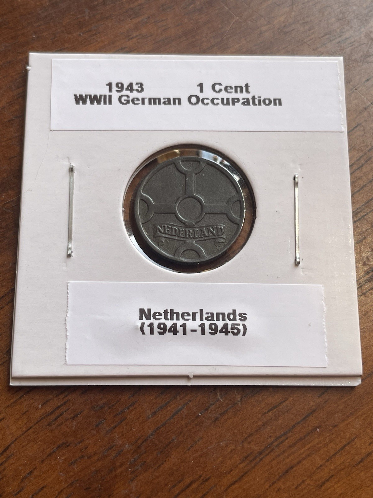 Netherlands 1 Cent Coin 1943 WWII German Occupation Uncertified