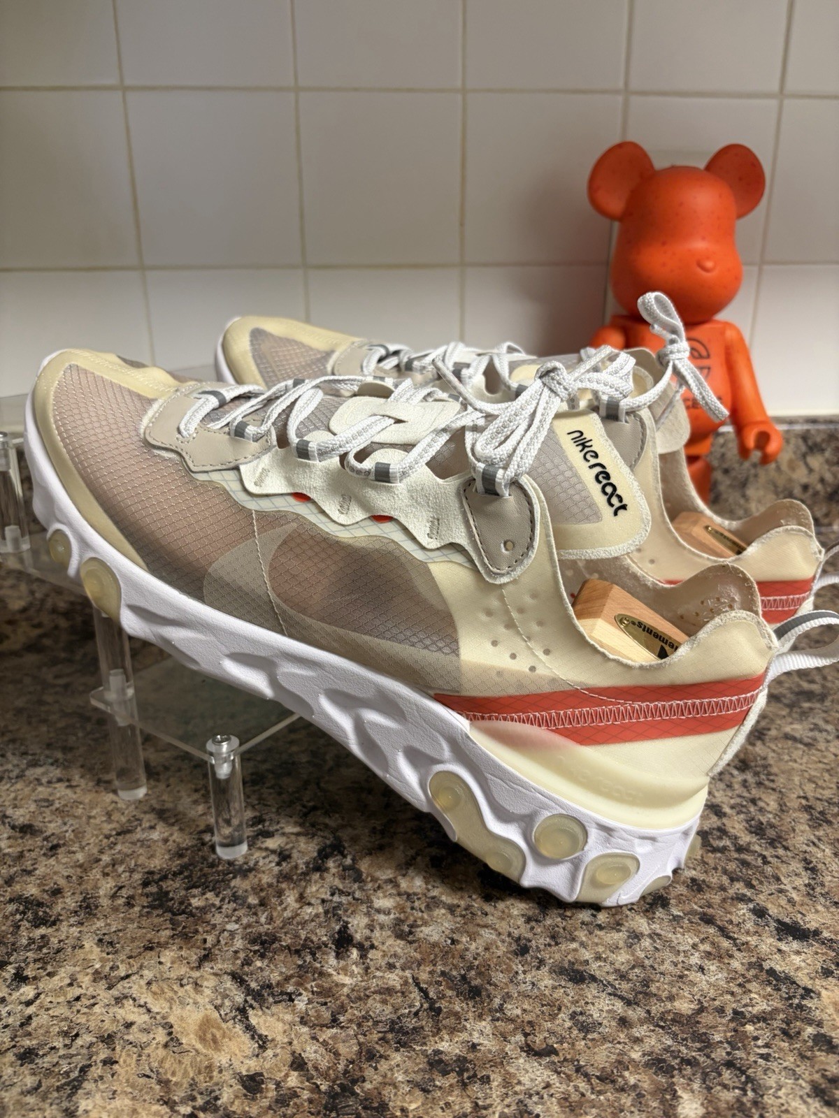 Nike React Element 87 Men's Running Shoes Beige White Red Synthetic Low Top