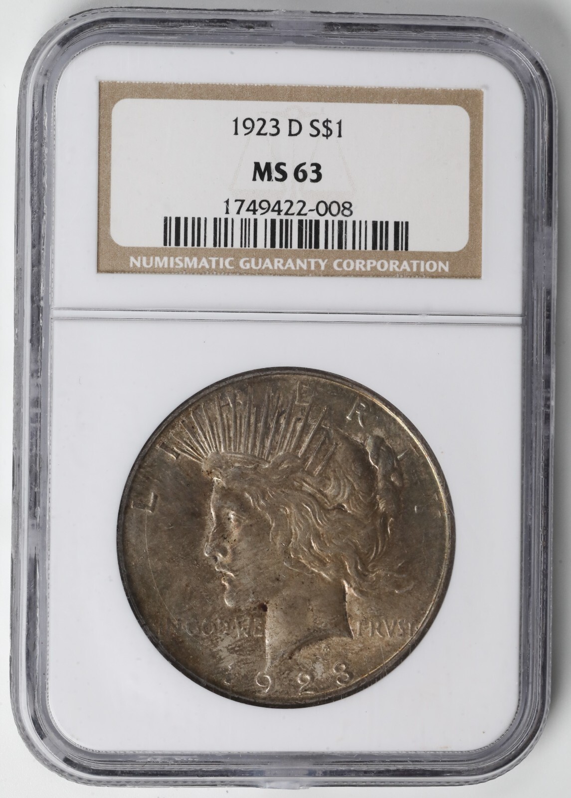 1923 D Peace Silver Dollar NGC MS-63