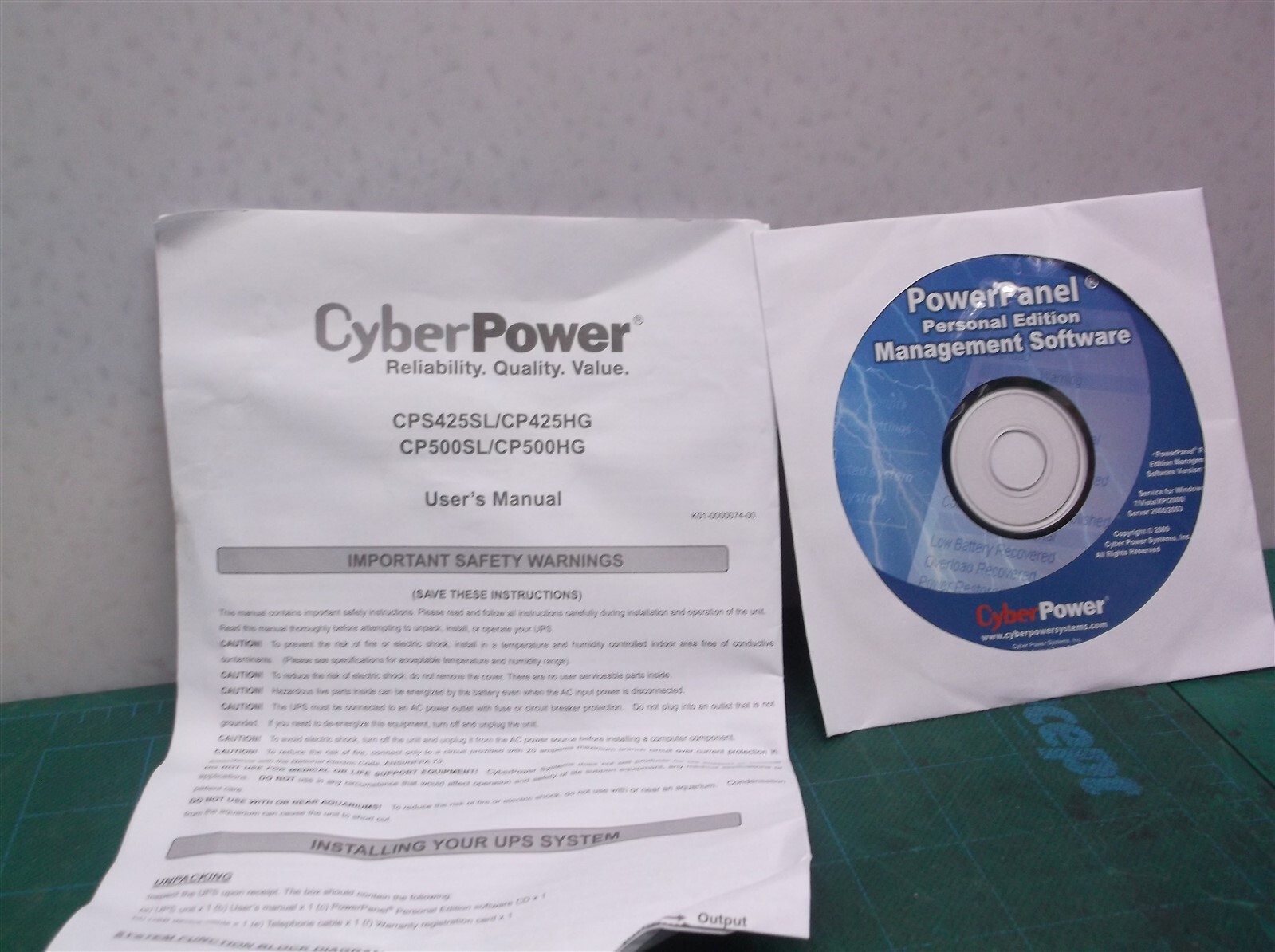 Cyber Power UPS manual with software cd