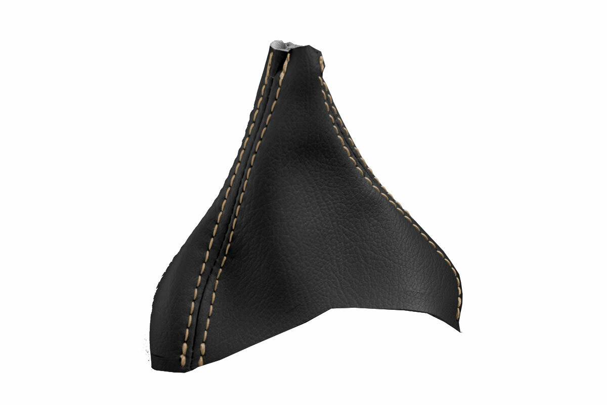 Automatic Shift Boot Cover Leather for Volvo XC90 2003-2014 Black Beige Stitch