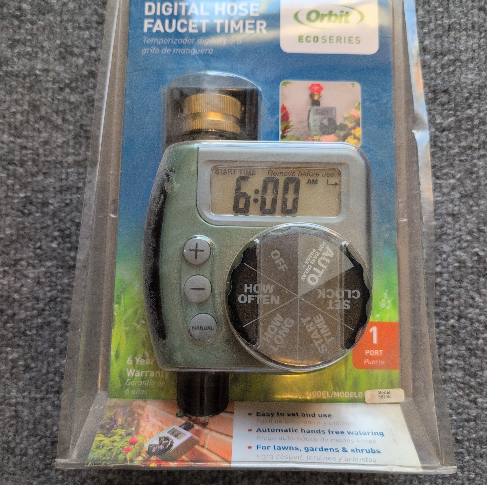 Orbit Single Port Digital Timer 56158 Programmable Water Hose Faucet NEW SEALED