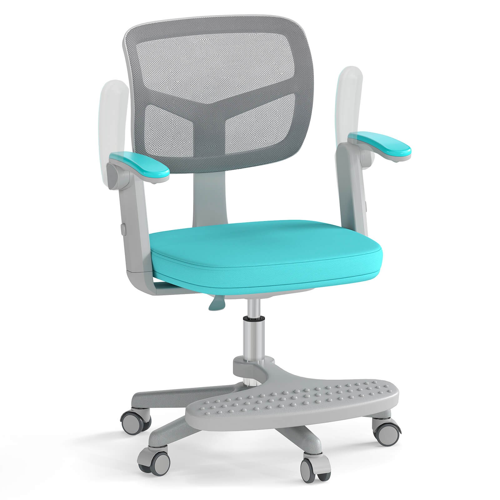 Kids Desk Chair Children Study Chair w/Adjustable Height, Armrest & Footrest