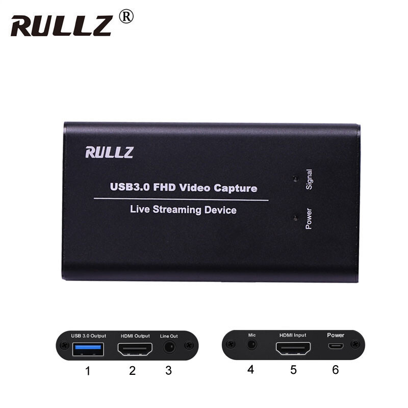 Full HD Live Streaming Box Game Video Capture Card 1080P Recording Mic in TV out